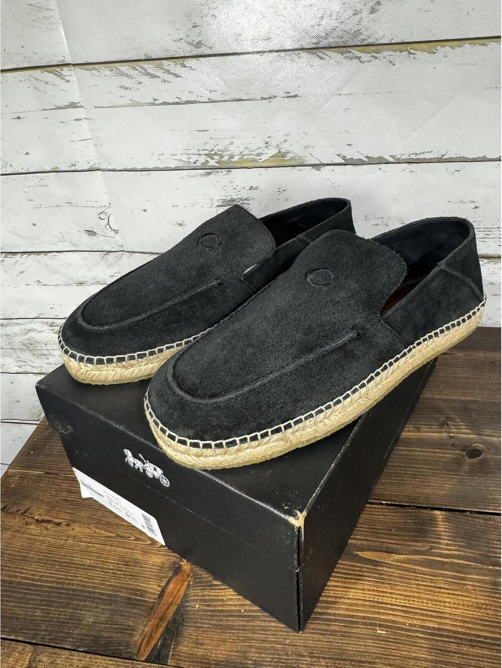 Coach Reilly Espadrille Flats Black Denim Men's Size 9.5 NIB